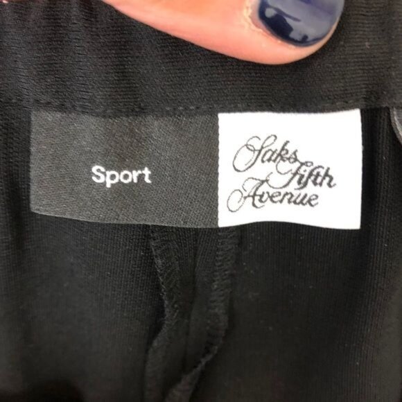 Saks Fifth Ave Sport Black Wide Leg Pants Elastic Waist Soft Fabric Size 14P NWT - Picture 6 of 9